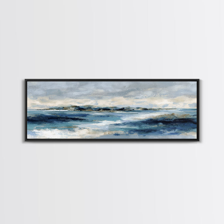 Moody Seascape at Twilight Canvas Print, Above Sofa Art, Contemporary Art, Living Room Decor, Statement, Boho Wall Art, ASA-3x1-76