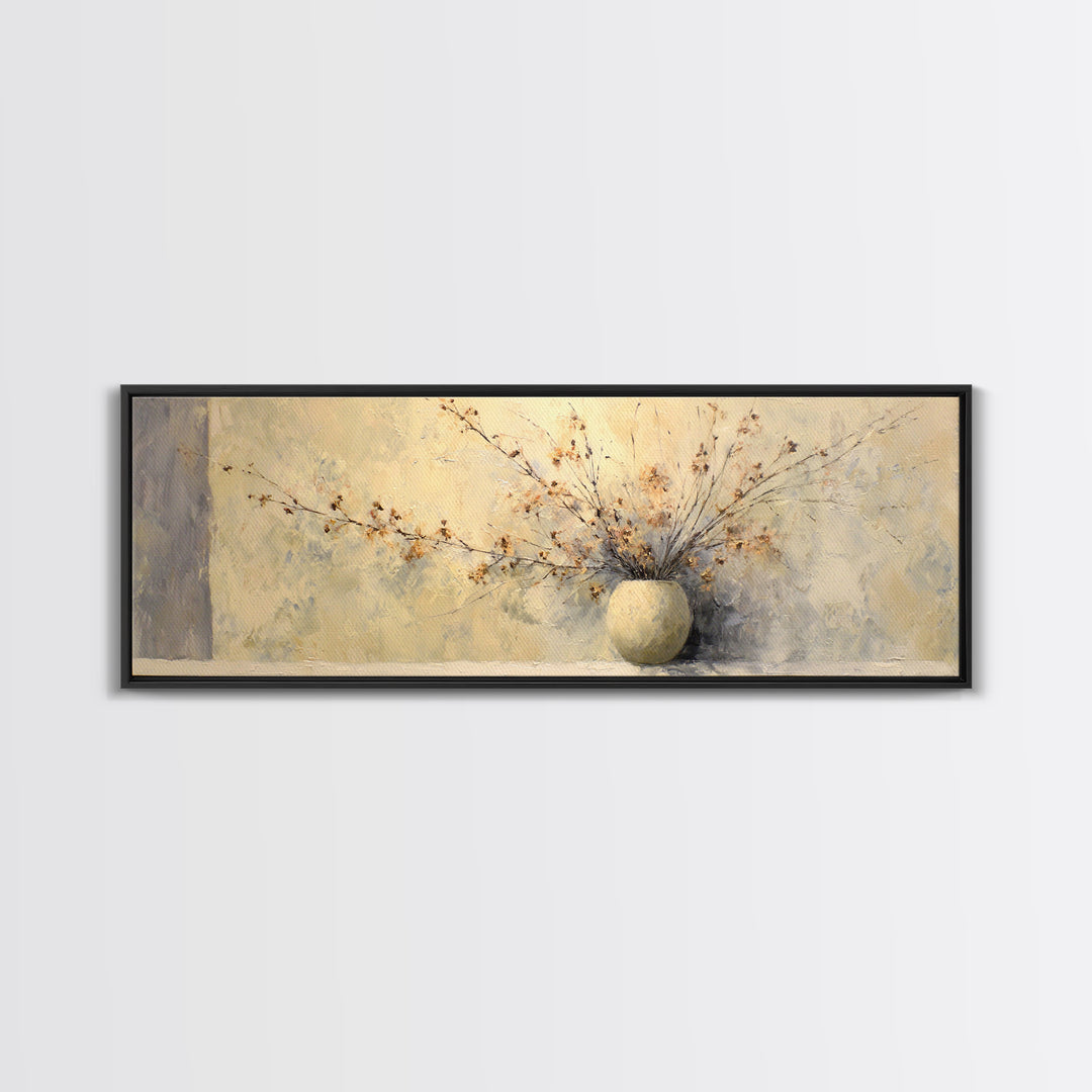 Large Neutral Still Life Canvas Print, Above Sofa Art, Textured Painting, Living Room Decor, Oil Painting, Statement, ASA-3x1-78