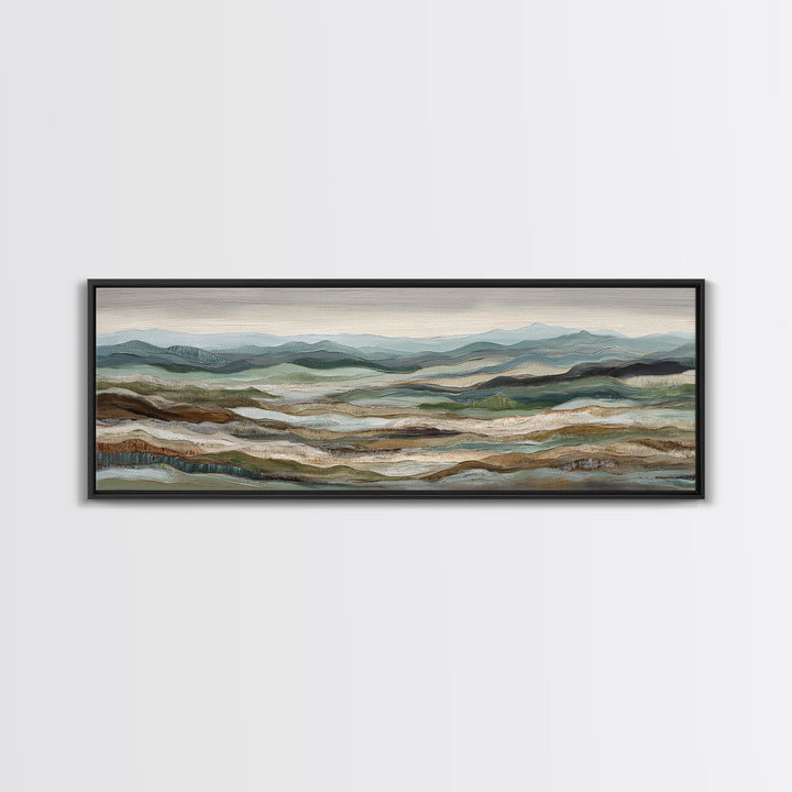 Abstract River Bends Framed Canvas Print, Above Sofa Art, Mid Century Modern, Living Room Decor, Abstract Art, Statement, ASA-3x1-87