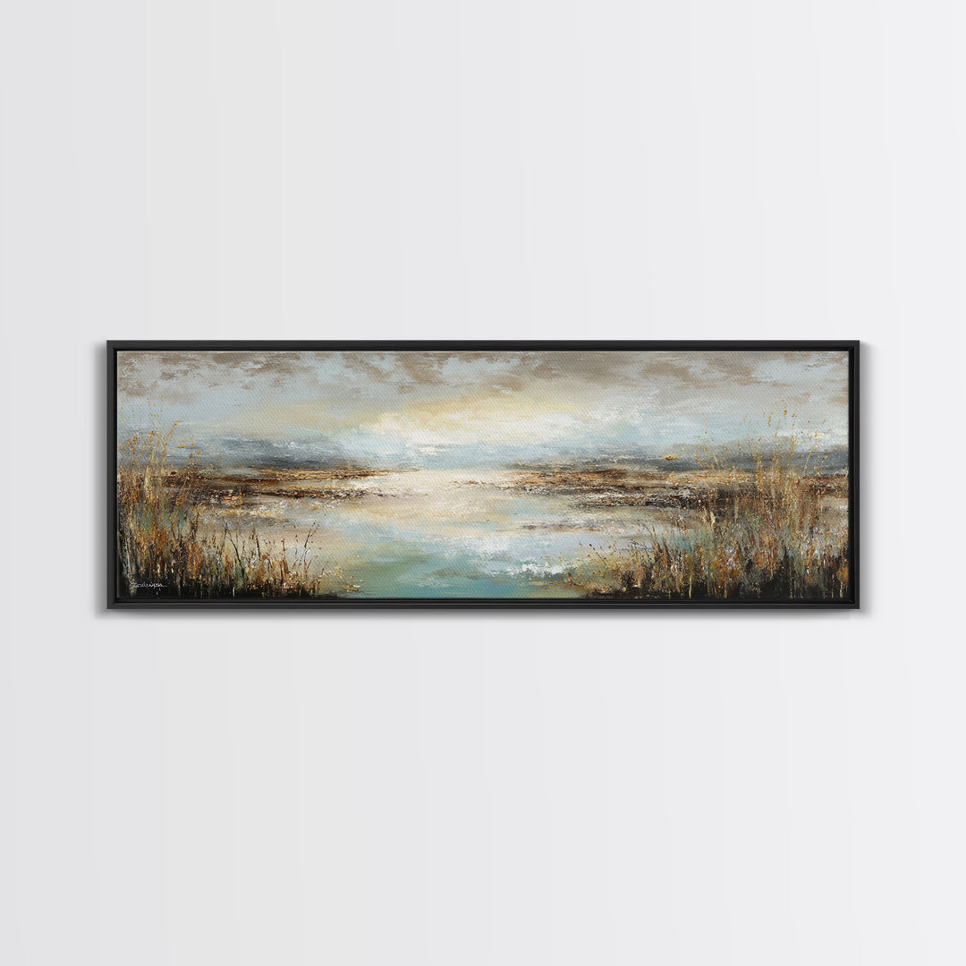 Oversized Abstract Landscape Framed Canvas Print, Above Sofa Art, Above Bed Decor, Living Room Decor, Fine Art, Statement, ASA-3x1-89