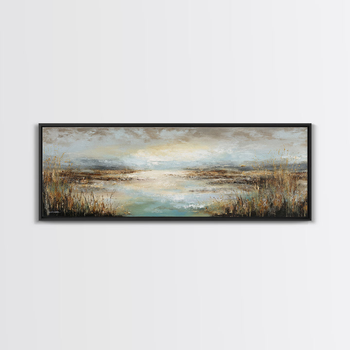 Oversized Abstract Landscape Framed Canvas Print, Above Sofa Art, Above Bed Decor, Living Room Decor, Fine Art, Statement, ASA-3x1-89