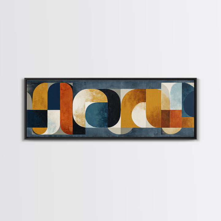 Bold Mid Century Geometric Forms Canvas Print, Above Sofa Art, Mid Century Modern, Living Room Decor, Fine Art, Statement, ASA-3x1-92