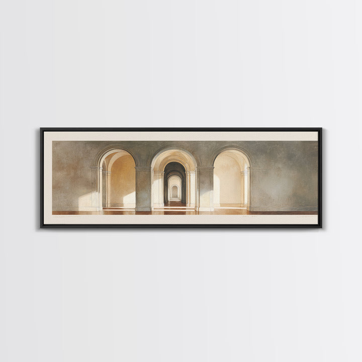 Architectural Arch Study Canvas Print, Above Sofa Art, Japandi Wall Art, Living Room Decor, Watercolor Art, Statement, ASA-3x1-97