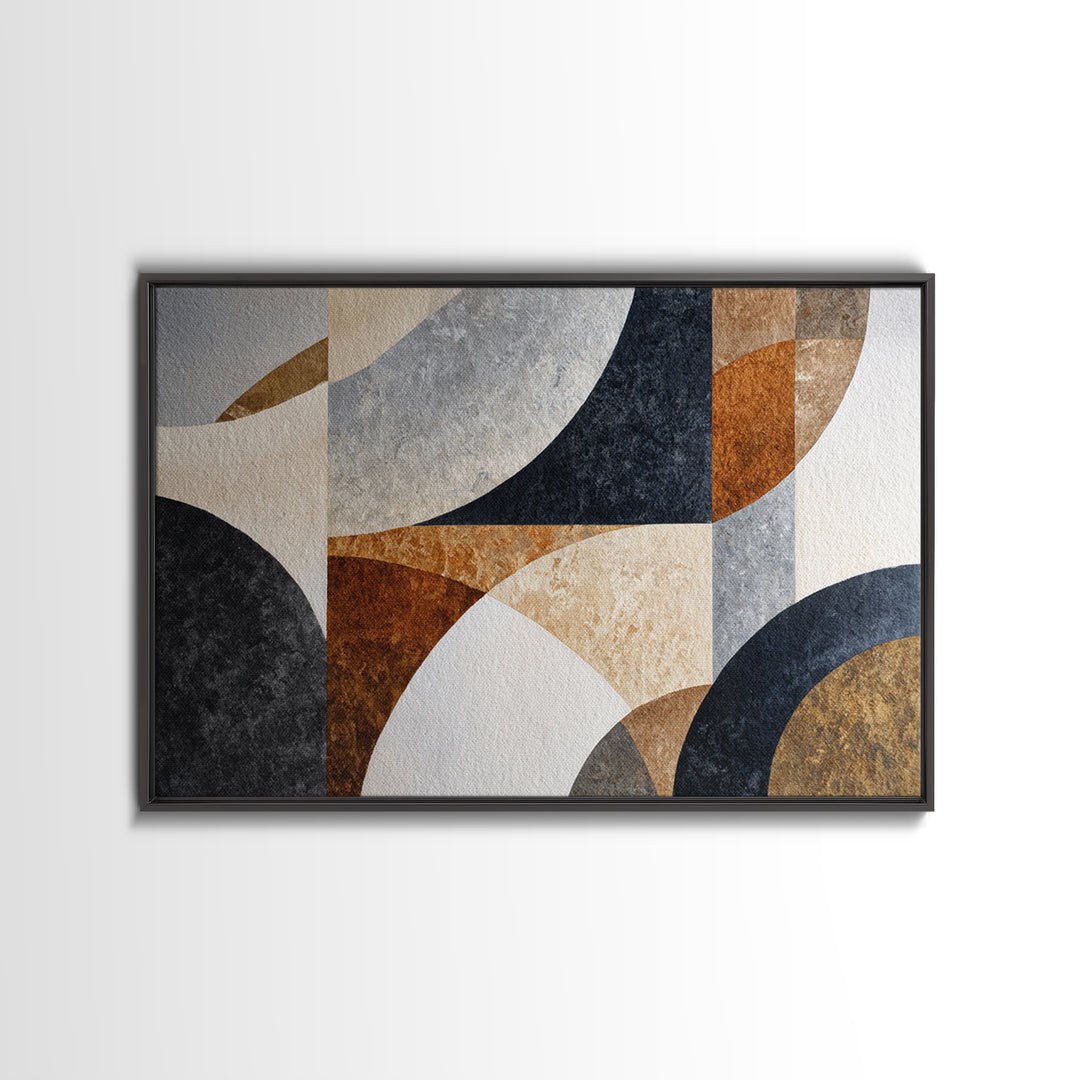 Luxury Monochrome Stone Composition Framed Canvas Print, Above Sofa Art, Canvas Wall Art, Living Room Decor, Statement, ASA-3x2-23