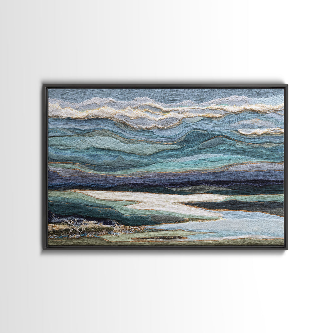 Abstract River Bends Framed Canvas Print, Above Sofa Art, Farmhouse Decor, Living Room Decor, Statement 527, Piece Wall Art, ASA-3x2-27