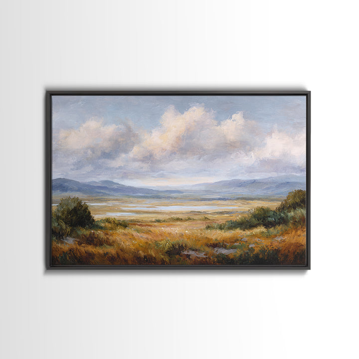 Dramatic Cloudscape over a Distant Valley Canvas Print, Above Sofa Art, Horizontal Wall Art, Living Room Decor, Statement, ASA-3x2-33