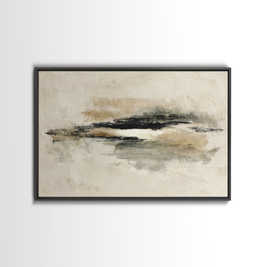Minimal Black Ink Composition Framed Canvas Print, Above Sofa Art, Living Room Decor, Fine Art, Statement 536, Set of Prints, ASA-3x2-36