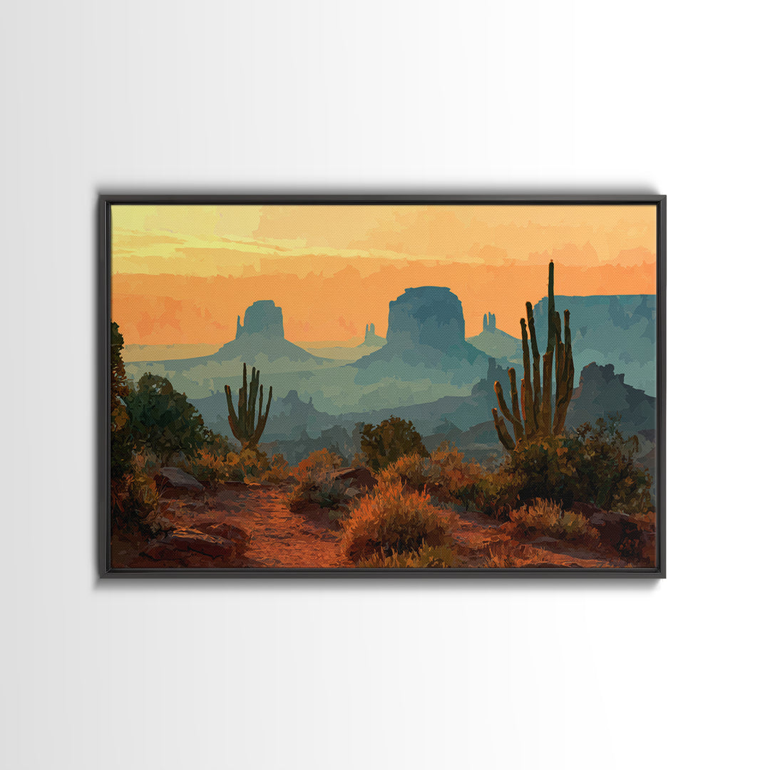 Desert Mesa Panorama Canvas Print, Above Sofa Art, Boho Wall Art, Living Room Decor, Fine Art, Statement, Japandi Wall Art, ASA-3x2-48
