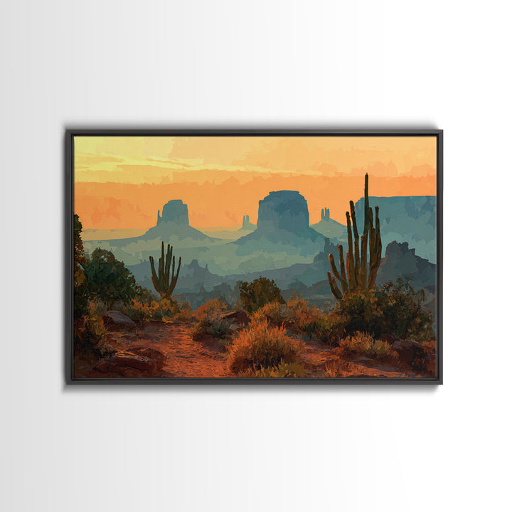Desert Mesa Panorama Canvas Print, Above Sofa Art, Boho Wall Art, Living Room Decor, Fine Art, Statement, Japandi Wall Art, ASA-3x2-48