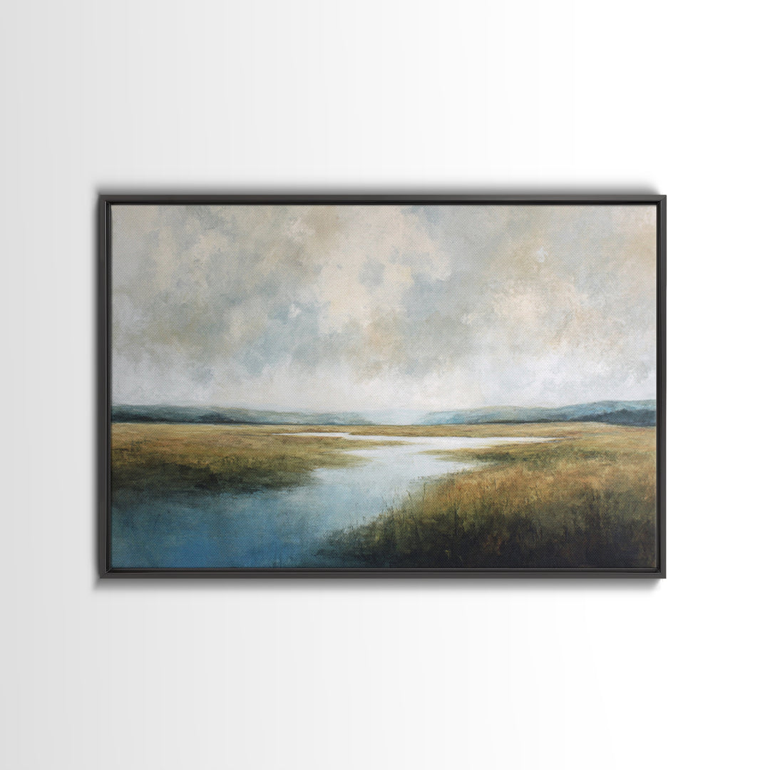 Oversized Abstract Landscape Framed Canvas Print, Above Sofa Art, Boho Wall Art, Living Room Decor, Oil Painting, Statement, ASA-3x2-5