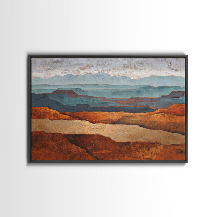 Abstract Canyon Landscape Framed Canvas Print, Above Sofa Art, Modern Art, Living Room Decor, Fine Art, Statement, Art Print, ASA-3x2-59