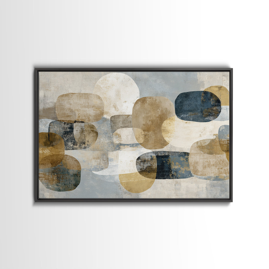 Large Modern Organic Shapes Framed Canvas Print, Above Sofa Art, Framed Wall Art, Living Room Decor, Fine Art, Statement, ASA-3x2-6