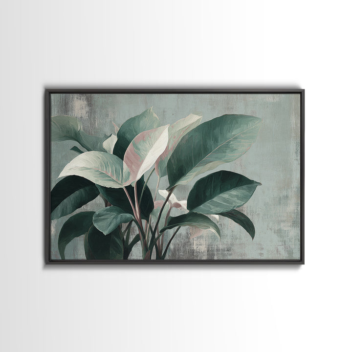 Large Botanical Leaves Canvas Print, Above Sofa Art, Set of 3 Wall Art, Living Room Decor, Oil Painting, Statement, ASA-3x2-73