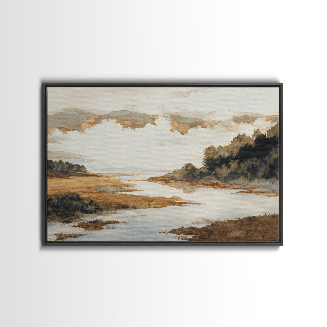 Gallery Style Landscape with Expansive Negative Space Canvas Print, Above Sofa Art, Living Room Wall Art, Living Room Decor, ASA-3x2-76