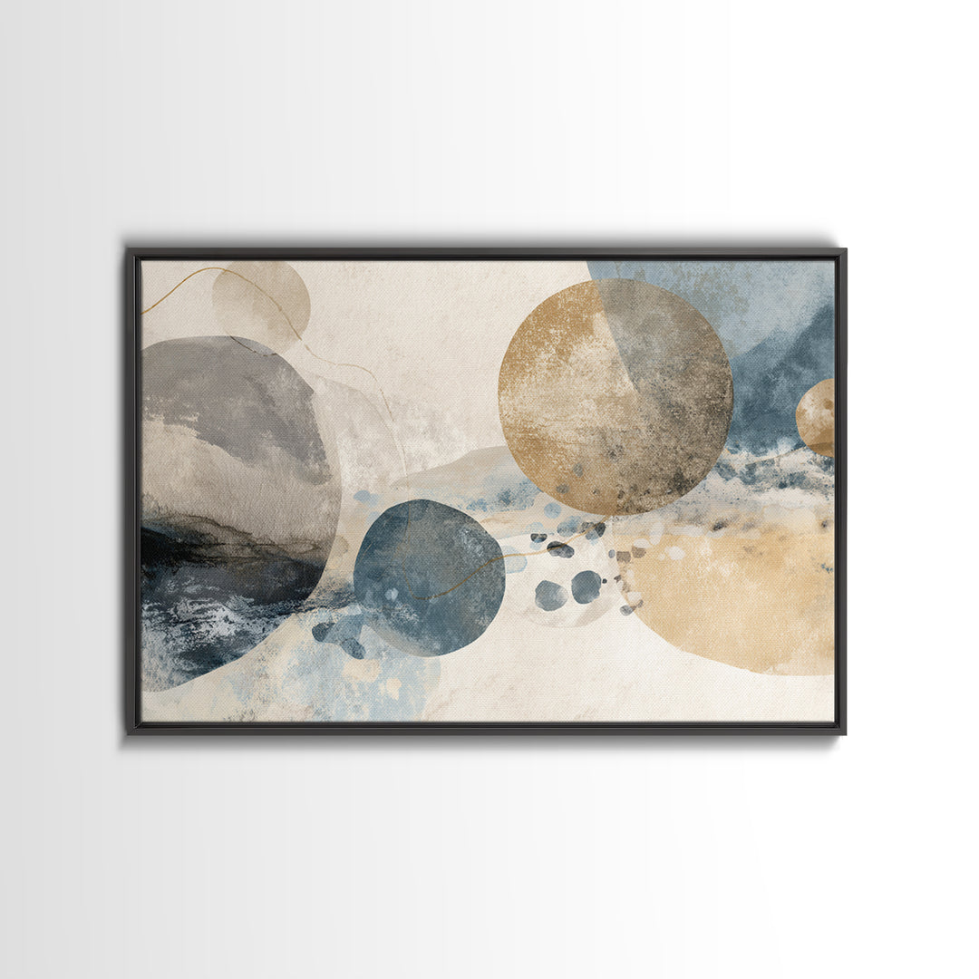 Large Modern Organic Shapes Framed Canvas Print, Above Sofa Art, Set of 3 Wall Art, Living Room Decor, Abstract Art, Statement, ASA-3x2-78