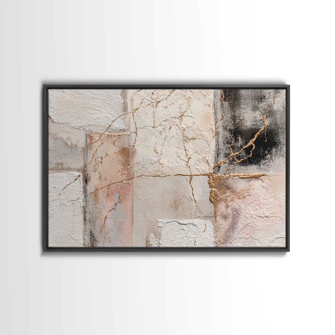 Textured Plaster Abstract Framed Canvas Print, Above Sofa Art, Above Bed Decor, Living Room Decor, Fine Art, Statement, ASA-3x2-87