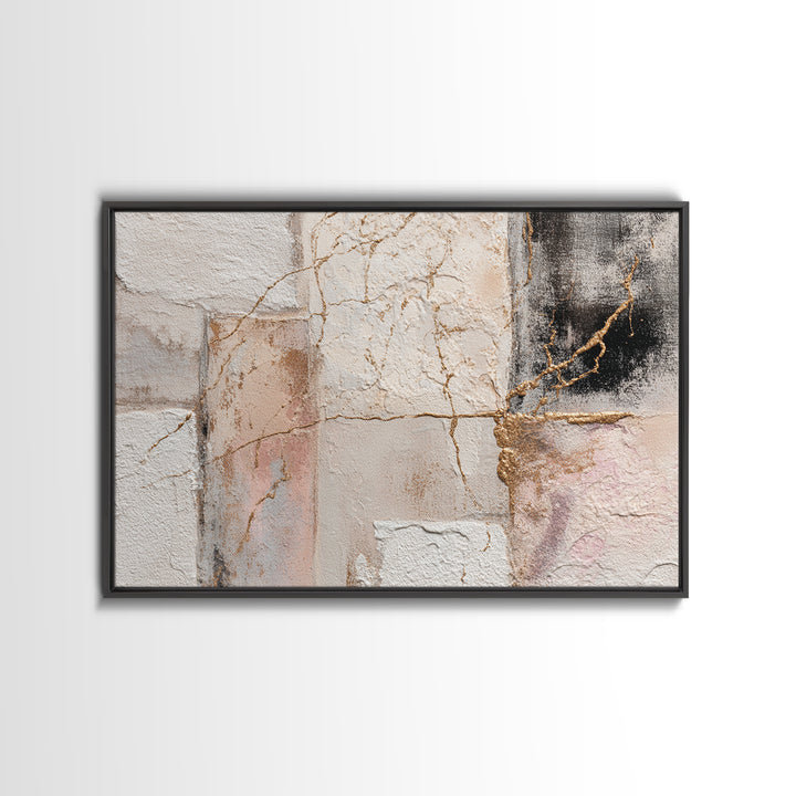 Textured Plaster Abstract Framed Canvas Print, Above Sofa Art, Above Bed Decor, Living Room Decor, Fine Art, Statement, ASA-3x2-87
