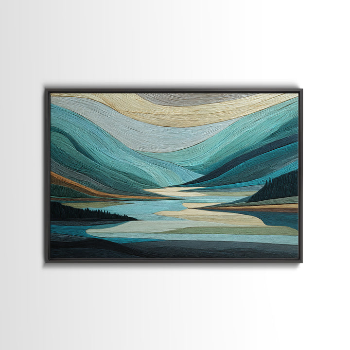 Abstract River Bends Framed Canvas Print, Above Sofa Art, Gallery Decor, Living Room Decor, Abstract Art, Statement, ASA-3x2-99