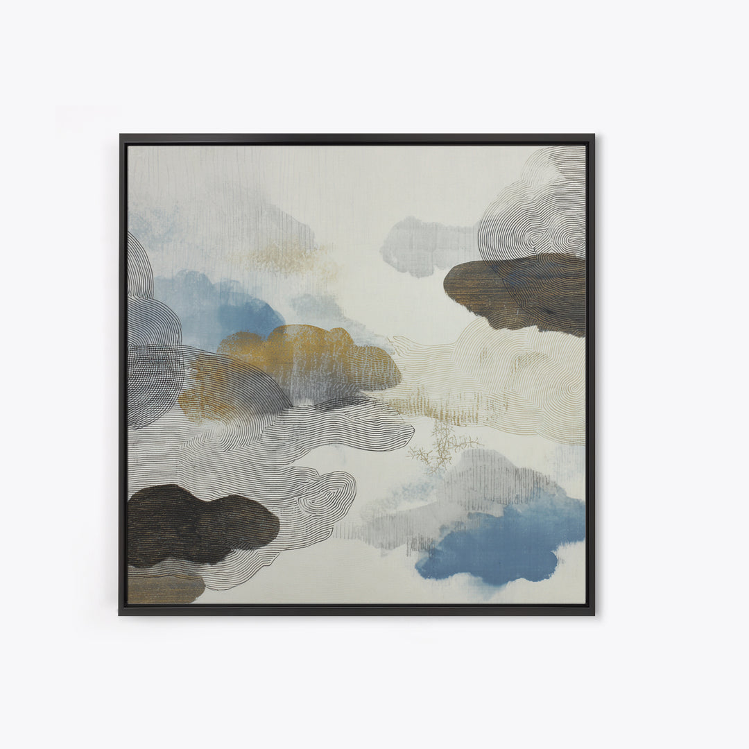 Zen Rock Garden Abstraction Framed Canvas Print, Asian Inspired Art, Modern Wall Decor, Living Room Decor, Fine Art, Harmony, ASI-1x1-38