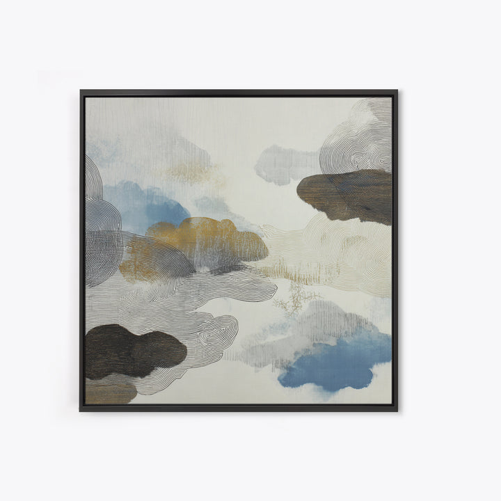 Zen Rock Garden Abstraction Framed Canvas Print, Asian Inspired Art, Modern Wall Decor, Living Room Decor, Fine Art, Harmony, ASI-1x1-38