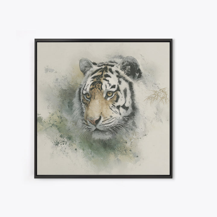Tiger Portrait with Expressive Brush Ink Energy Canvas Print, Asian Inspired Art, Art Print, Living Room Decor, Harmony, ASI-1x1-40