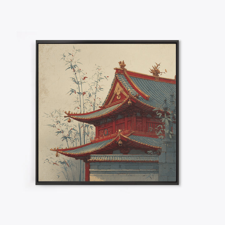 Temple Roof Detail Canvas Print, Asian Inspired Art, Neutral Decor, Living Room Decor, Fine Art, Harmony, Wall Art, Home Decor, ASI-1x1-95