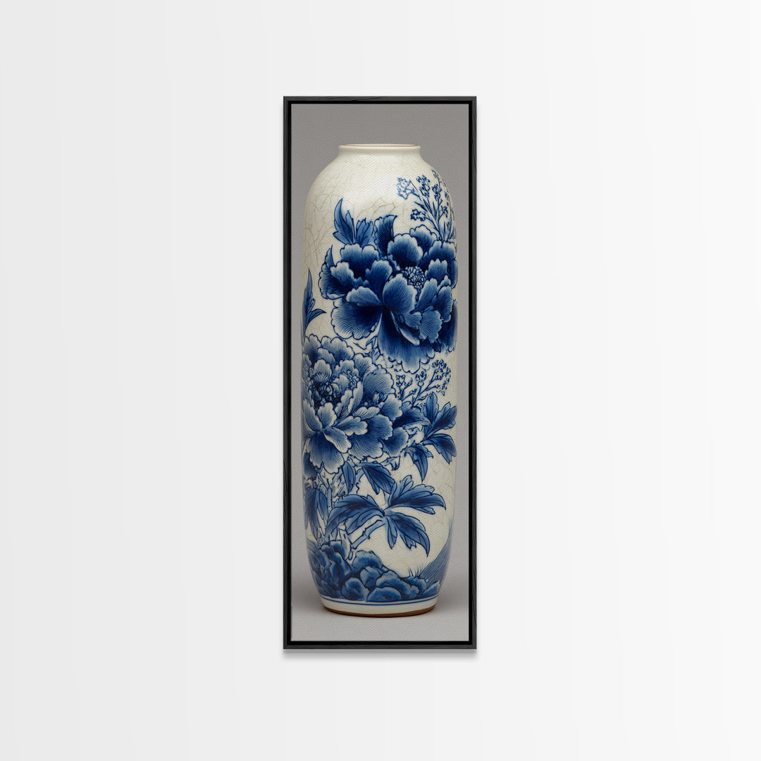 Blue and White Porcelain Vase Canvas Print, Asian Inspired Art, Fine Art Print, Living Room Decor, Abstract Art, Harmony, ASI-1x3-57