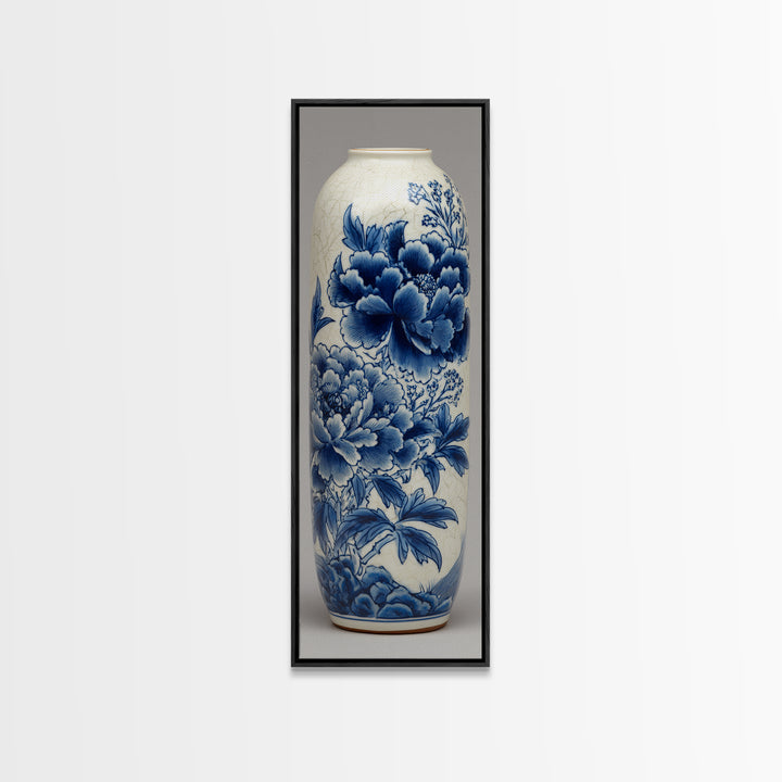 Blue and White Porcelain Vase Canvas Print, Asian Inspired Art, Fine Art Print, Living Room Decor, Abstract Art, Harmony, ASI-1x3-57