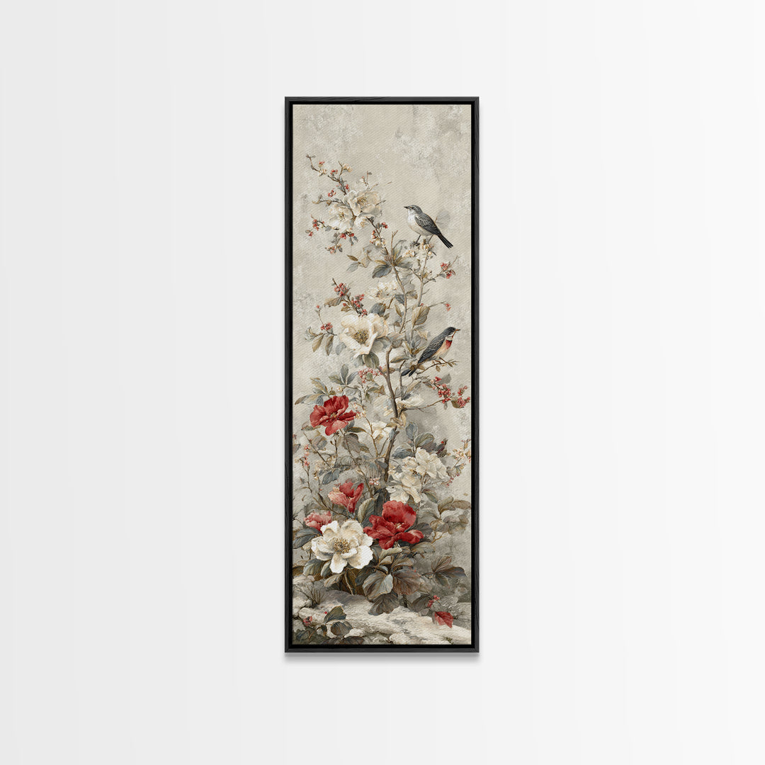Fan Shaped Composition of Blossoms and Birds Canvas Print, Asian Inspired Art, Art Print, Living Room Decor, Fine Art, Harmony, ASI-1x3-77