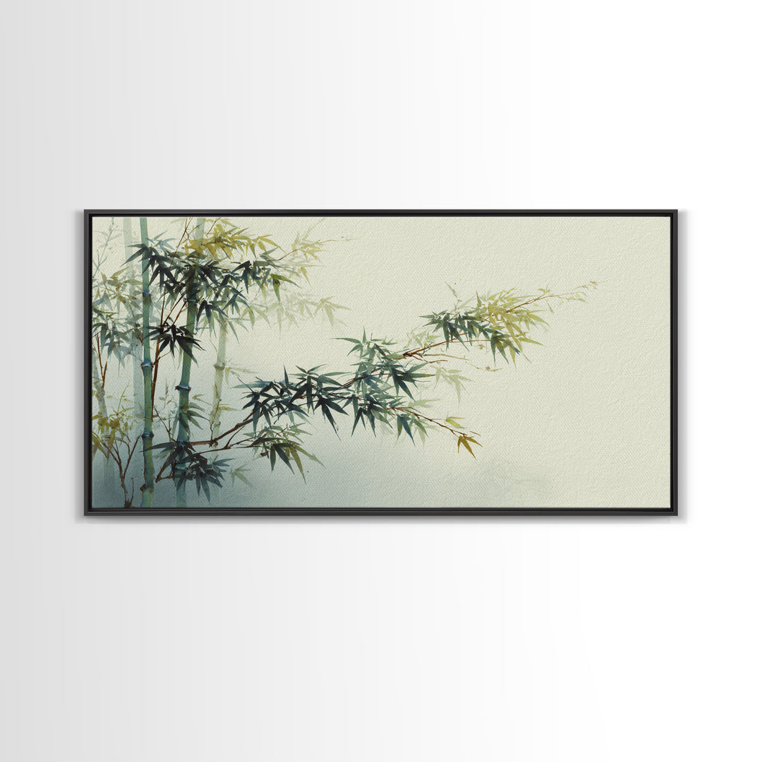 Minimal Bamboo Stalks Framed Canvas Print, Asian Inspired Art, Fine Art Print, Living Room Decor, Fine Art, Harmony, Poster, ASI-2x1-16