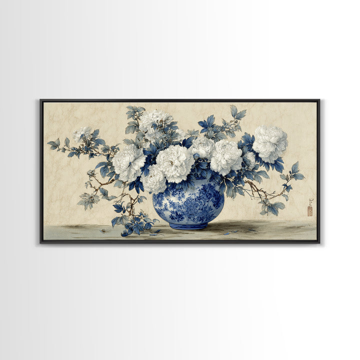 Blue and White Porcelain Vase Canvas Print, Asian Inspired Art, Contemporary Art, Living Room Decor, Fine Art, Harmony, ASI-2x1-41
