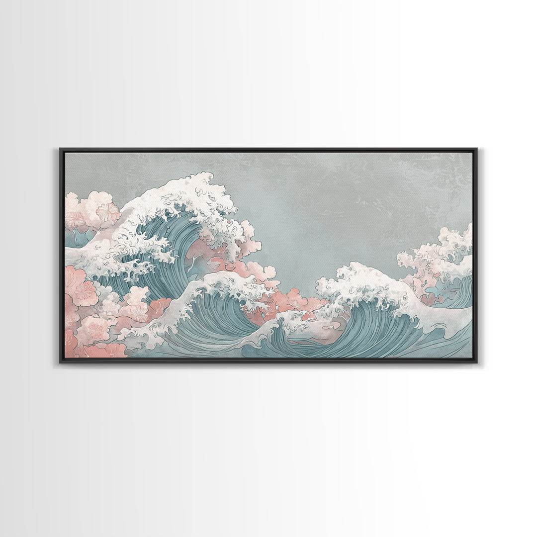 Hokusai Ocean Wave Without Copying the Original Canvas Print, Asian Inspired Art, Statement Artwork, Living Room Decor, Harmony, ASI-2x1-42