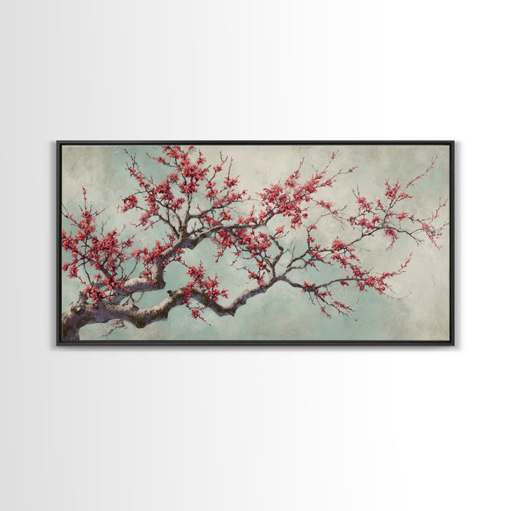 Cherry Blossom Branch Canvas Print, Asian Inspired Art, Japanese Art, Living Room Decor, Watercolor Art, Harmony, ASI-2x1-47