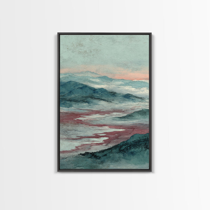 Japanese Ink Landscape Framed Canvas Print, Asian Inspired Art, Wall Art, Living Room Decor, Fine Art, Harmony, Bird Art, ASI-2x3-60