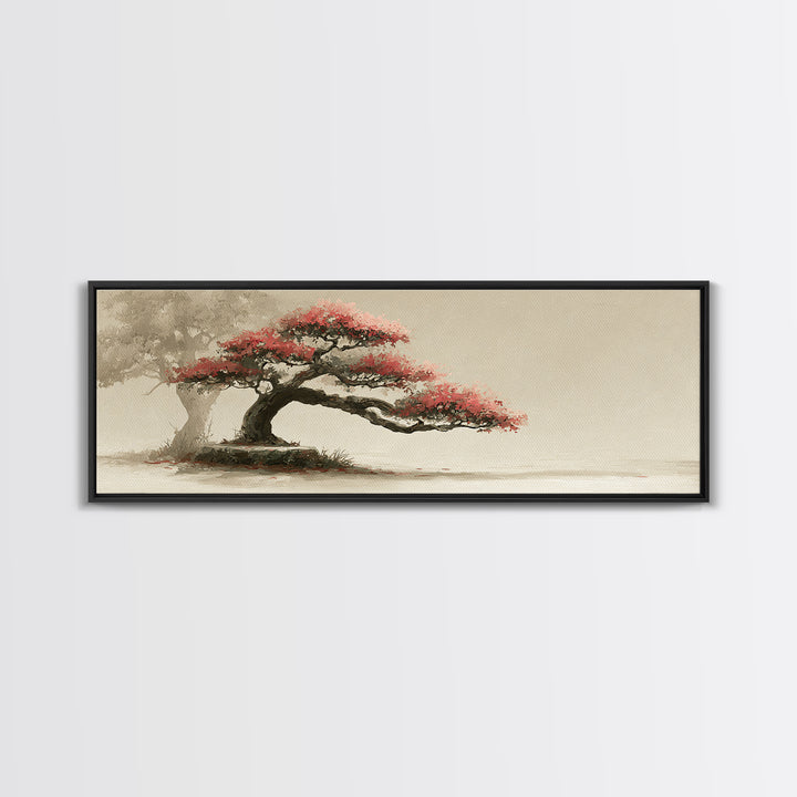 Bonsai Tree Study Framed Canvas Print, Asian Inspired Art, Digital Download Art, Living Room Decor, Oil Painting, Harmony, ASI-3x1-74