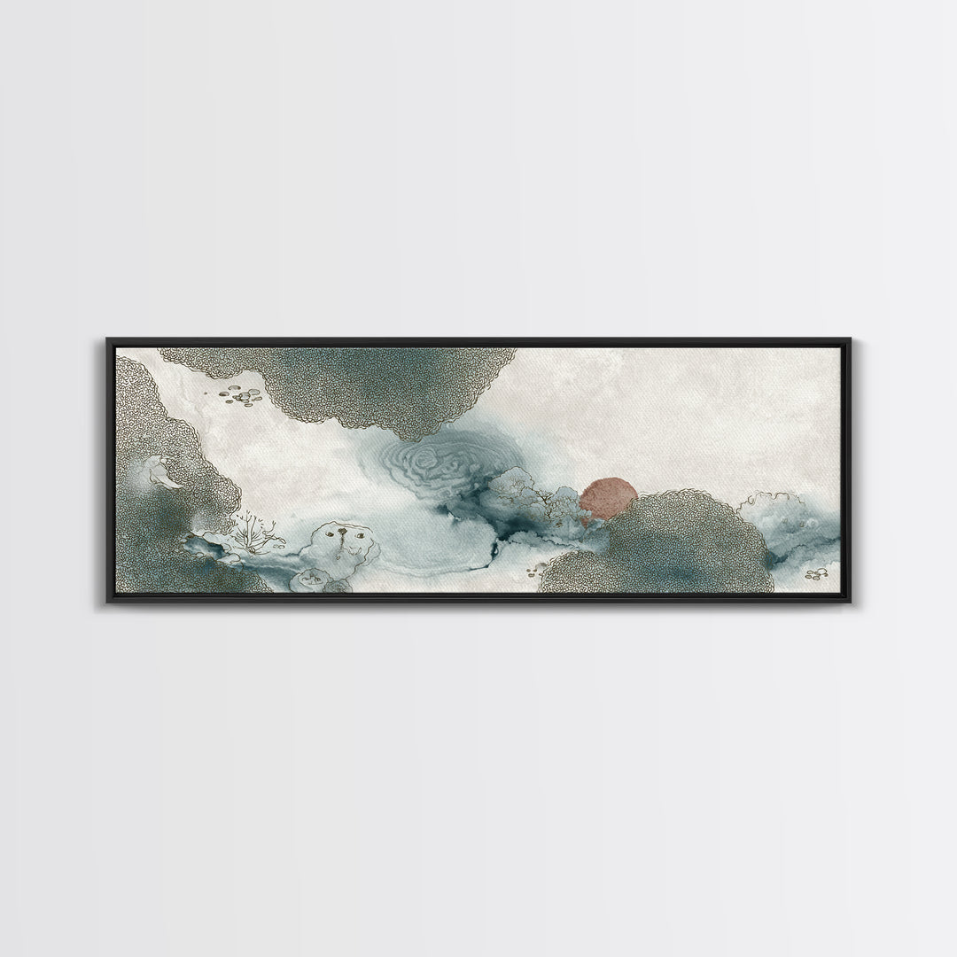Zen Rock Garden Abstraction Canvas Print, Asian Inspired Art, Living Room Decor, Oil Painting, Harmony, Japandi Wall Art, ASI-3x1-78