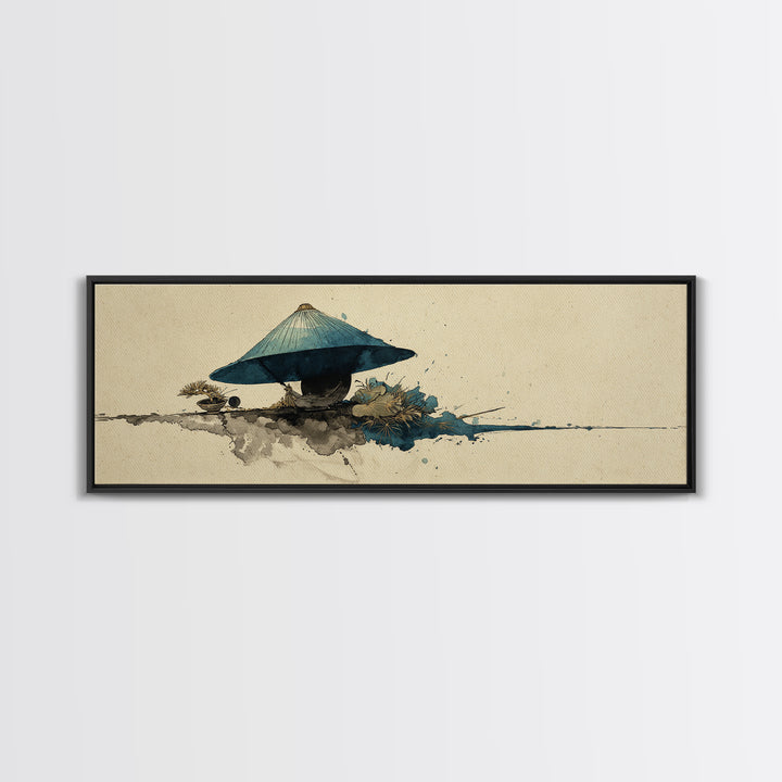 Samurai Helmet Still Life Canvas Print, Asian Inspired Art, Textured Painting, Living Room Decor, Oil Painting, Harmony, ASI-3x1-95