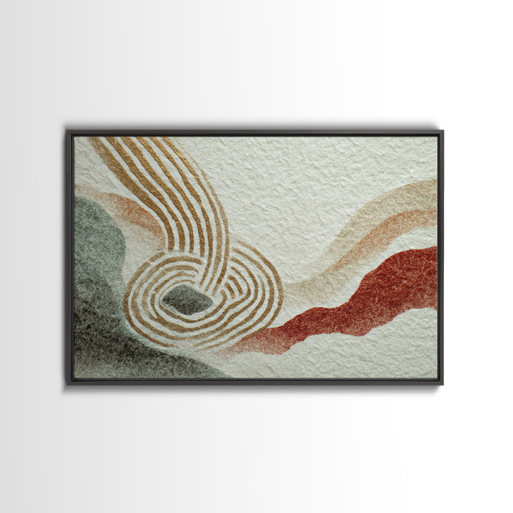 Zen Rock Garden Abstraction Framed Canvas Print, Asian Inspired Art, Printable Art, Living Room Decor, Watercolor Art, Harmony, ASI-3x2-18