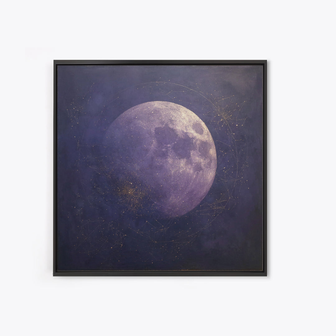 Lunar Phase Composition Canvas Print, Astrology Art, Astrology Wall Art, Living Room Decor, Watercolor Art, Zodiac, AST-1x1-13