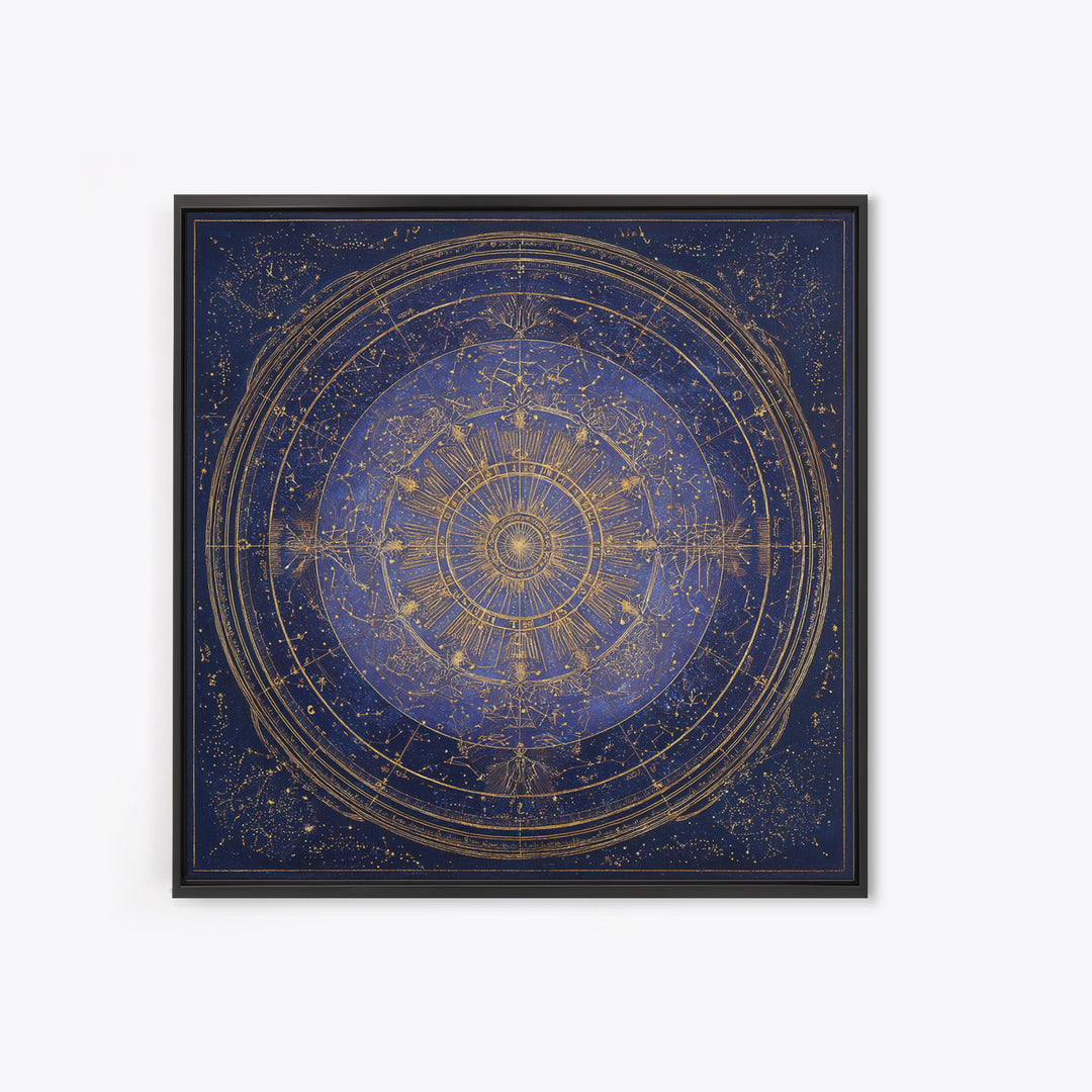 Retro Horoscope Chart Framed Canvas Print, Astrology Art, Wall Decor, Living Room Decor, Fine Art, Zodiac, Home Decor, AST-1x1-21