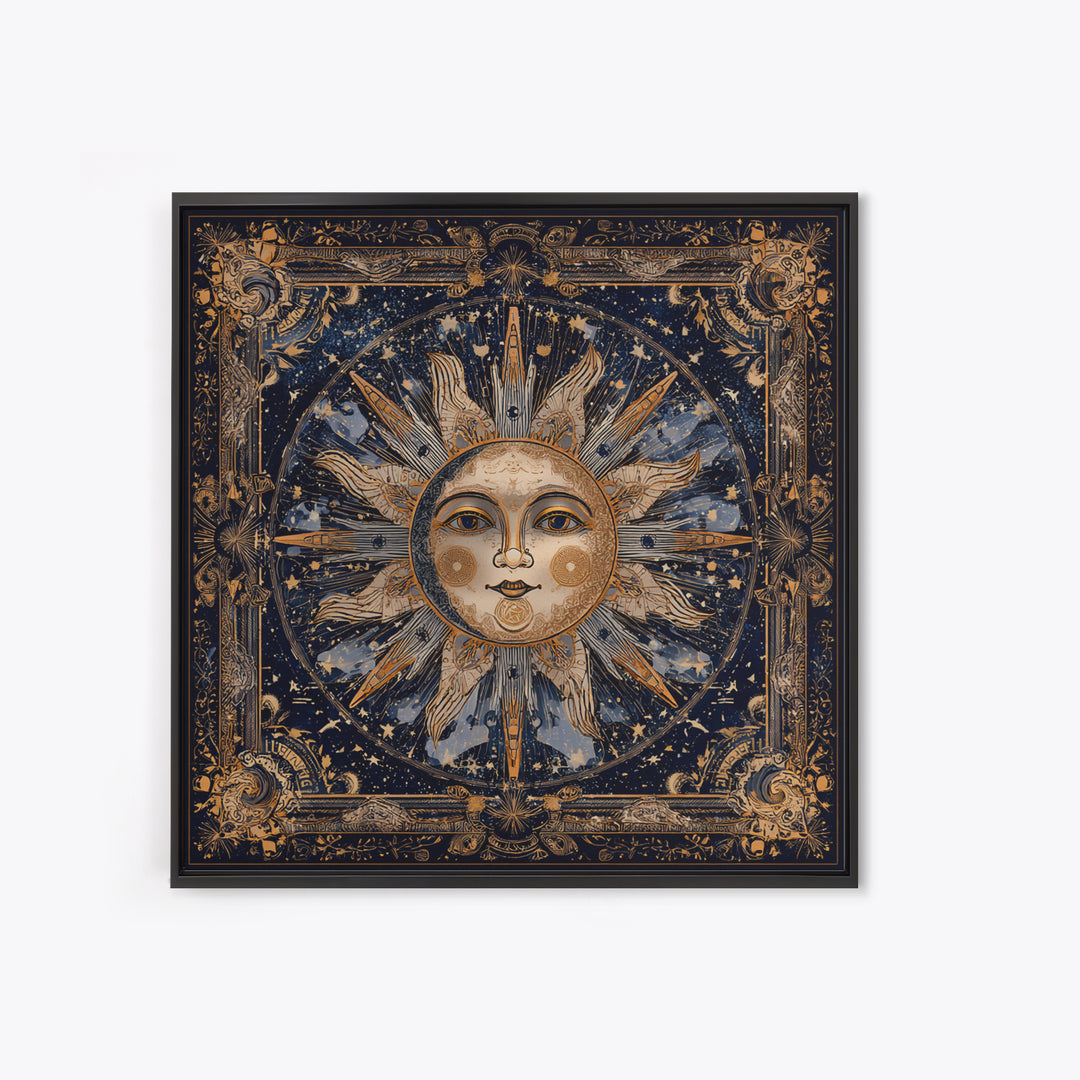 Sun and Moon Faces Canvas Print, Astrology Art, Modern Decor, Living Room Decor, Oil Painting, Zodiac, Art Print, Digital Art, AST-1x1-5