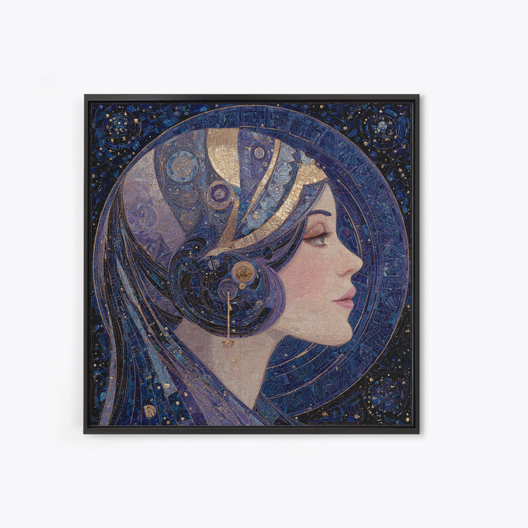 Art Nouveau Zodiac Woman Framed Canvas Print, Astrology Art, Leo Wall Art, Living Room Decor, Fine Art, Zodiac, AST-1x1-72