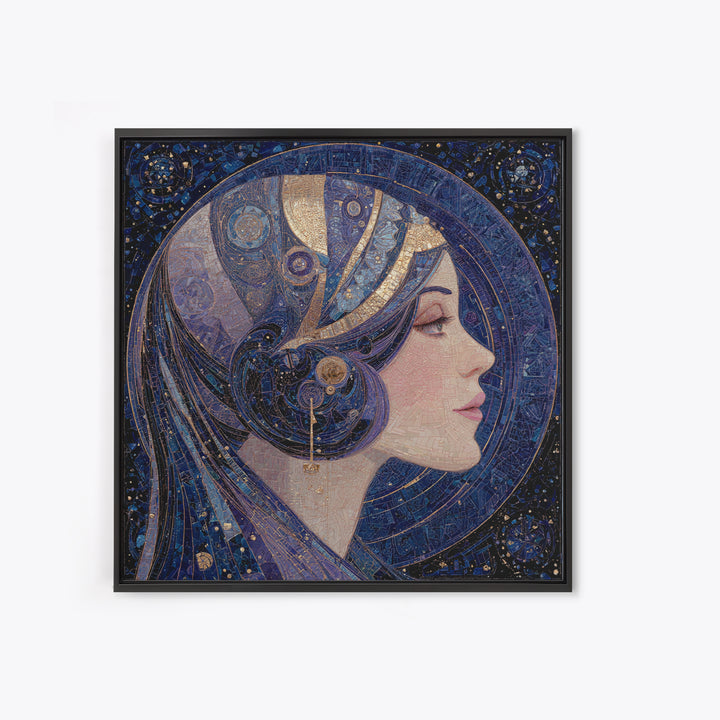 Art Nouveau Zodiac Woman Framed Canvas Print, Astrology Art, Leo Wall Art, Living Room Decor, Fine Art, Zodiac, AST-1x1-72