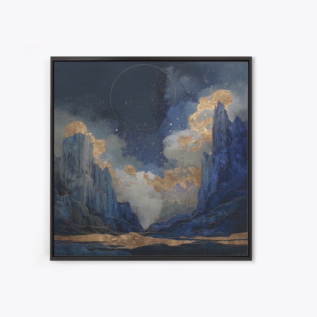 Ram Constellation Above Desert Cliffs at Night Framed Canvas Print, Astrology Art, Modern Decor, Living Room Decor, Zodiac, AST-1x1-80
