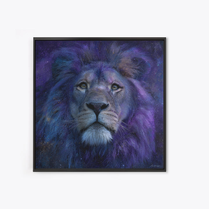 Celestial Lion Portrait Formed from Star Patterns Canvas Print, Astrology Art, Textured Painting, Living Room Decor, Zodiac, AST-1x1-98