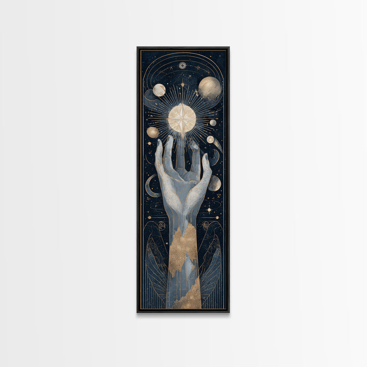 Tarot Cosmic Hand Holding a Glowing Star Canvas Print, Astrology Art, Wall Decor, Living Room Decor, Fine Art, Zodiac, AST-1x3-18