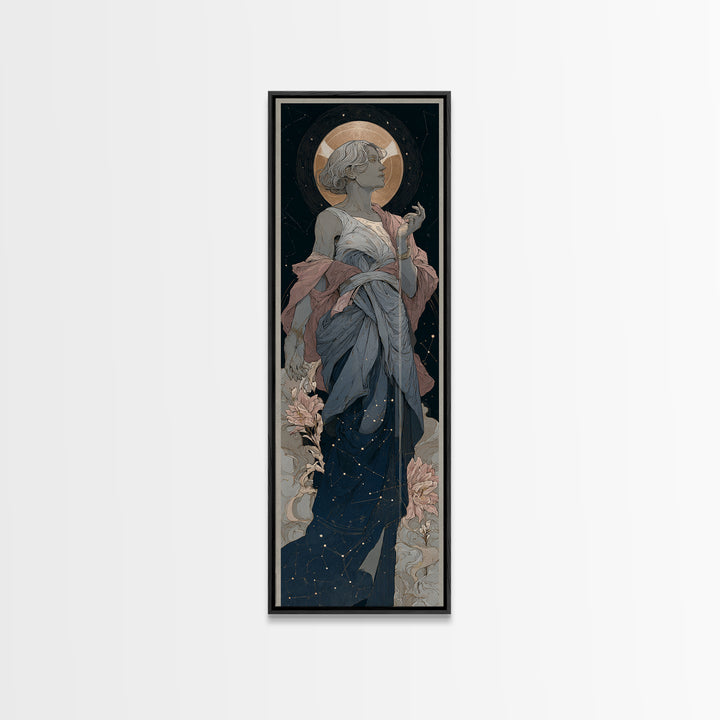 Water Bearer Figure Pouring a River of Canvas Print, Astrology Art, Astrology Gifts, Living Room Decor, Oil Painting, Zodiac, AST-1x3-27