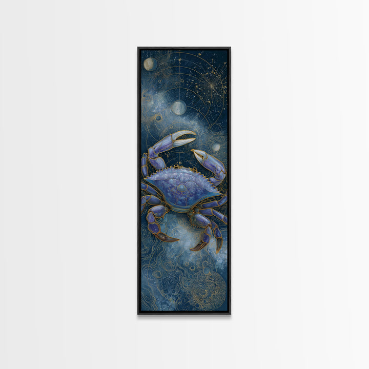 Celestial Crab under Glowing Ocean Moonlight Canvas Print, Astrology Art, Minimalist Decor, Living Room Decor, Zodiac, AST-1x3-4