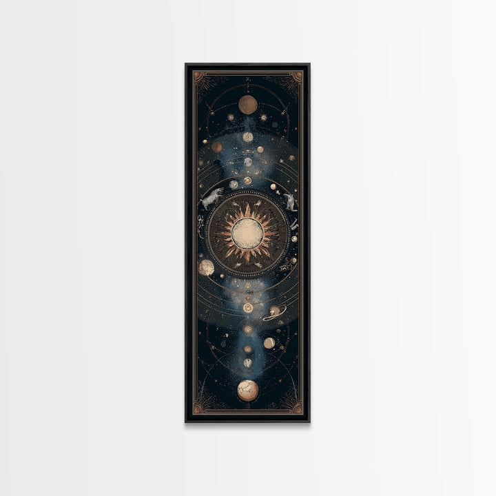 Twelve Zodiac Animals Arranged Canvas Print, Astrology Art, Cat Art, Living Room Decor, Fine Art, Zodiac, Zodiac Wall Art, AST-1x3-40