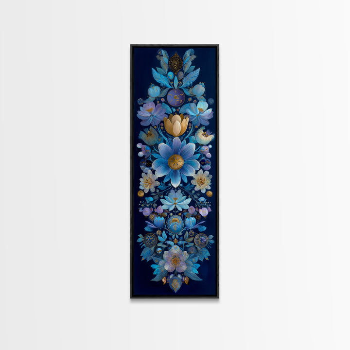Astrological Botanical Wreath Framed Canvas Print, Astrology Art, Astronomy Art, Living Room Decor, Watercolor Art, Zodiac, AST-1x3-47